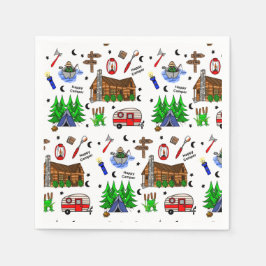 Camping of Midwest Threaded Happy Camper Birthday Servet