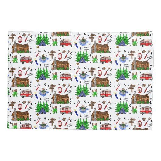 Camping of Midwest Threaded Happy Camper Kussensloop (Achterkant)