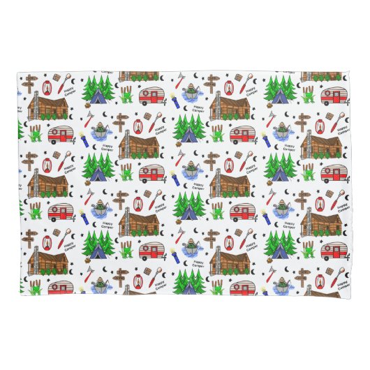 Camping of Midwest Threaded Happy Camper Kussensloop (Voorkant)