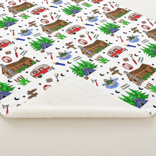 Camping of Midwest Threaded Happy Camper Sherpa Deken (3/4)