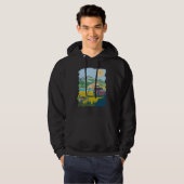 Camping on the Lake Retro 70s Cool Fun Hoodie (Voorkant volledig)