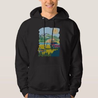 Camping on the Lake Retro 70s Cool Fun Hoodie