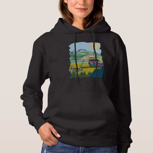 Camping on the Lake Retro 70s Cool Fun Hoodie (Voorkant)