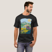 Camping on the Lake Retro 70s Cool Fun T-shirt (Voorkant volledig)