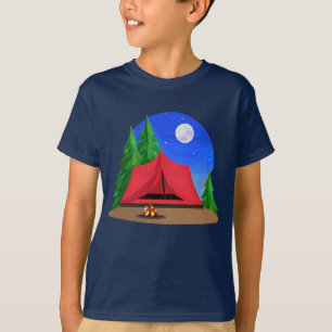 Camping Onder een Volle Maan Kind T-shirt