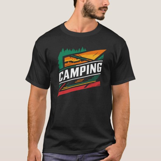 Camping ontwerp op een zwart T-shirt (Voorkant)