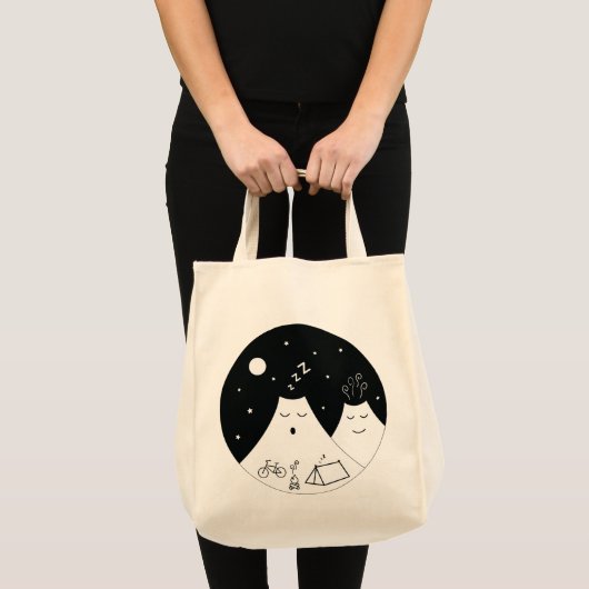 Camping op een slapende vulkaan tote bag (Voorkant (product))