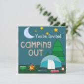 Camping Out en jij bent uitgenodigd Kaart (Staand voorkant)