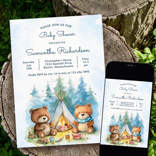 Camping Outdoor Adventure Baby shower Kaart