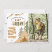 Camping Outdoor Adventure Boy Birthday Party Photo Kaart (Voorkant)