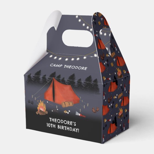 Camping Outdoor Adventure Campfire Verjaardagsfees Bedankdoosjes (Voorkant Zijde)