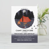 Camping Outdoor Adventure Campfire Verjaardagsfees Kaart (Staand voorkant)