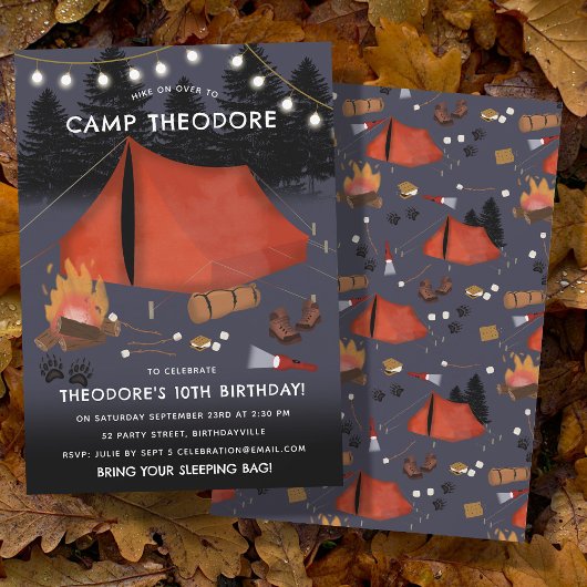 Camping Outdoor Adventure Campfire Verjaardagsfees Kaart