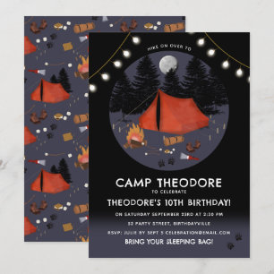 Camping Outdoor Adventure Campfire Verjaardagsfees Kaart