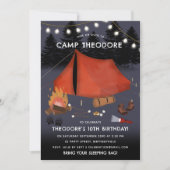 Camping Outdoor Adventure Campfire Verjaardagsfees Kaart (Voorkant)
