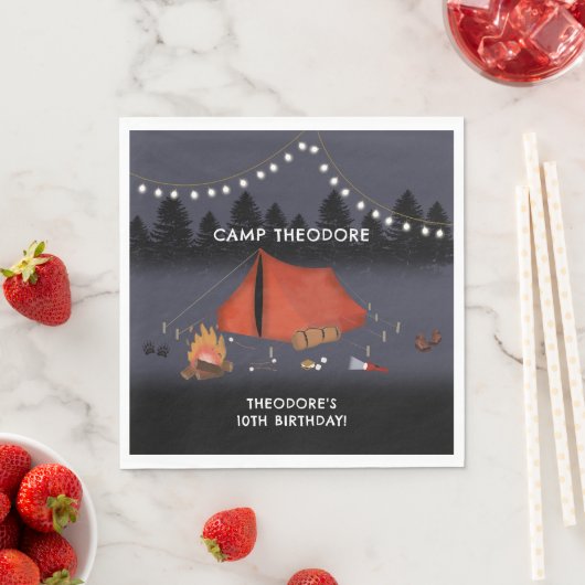 Camping Outdoor Adventure Campfire Verjaardagsfees Servet (Insitu)