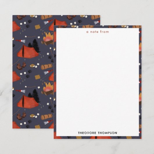 Camping Outdoor Adventure Summer Campfire Kinder Notitiekaartje (Voorkant / Achterkant)