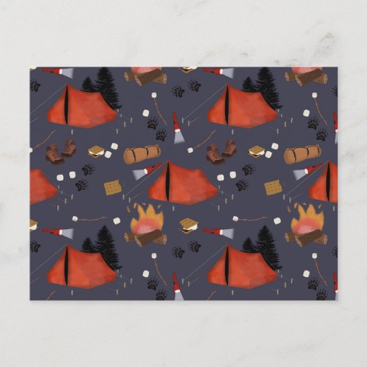 Camping Outdoor Adventure Zomerkampvuur Feestdagenkaart (Voorkant)