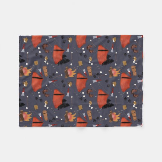 Camping Outdoor Adventure Zomerkampvuur Fleece Deken (Voorkant (Horizontaal))