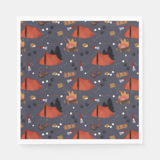 Camping Outdoor Adventure Zomerkampvuur Servet (Voorkant)