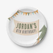 Camping Outdoor Avontuur Jongen Verjaardagsfeestje Papieren Bordje (Voorkant)