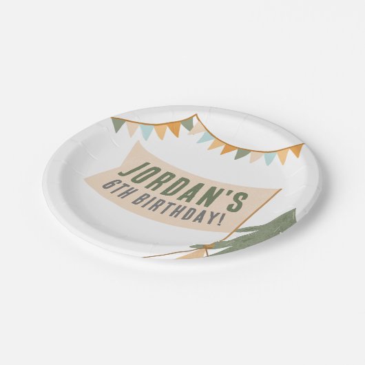 Camping Outdoor Avontuur Jongen Verjaardagsfeestje Papieren Bordje (Gekanteld)