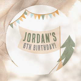 Camping Outdoor Avontuur Jongen Verjaardagsfeestje Papieren Bordje