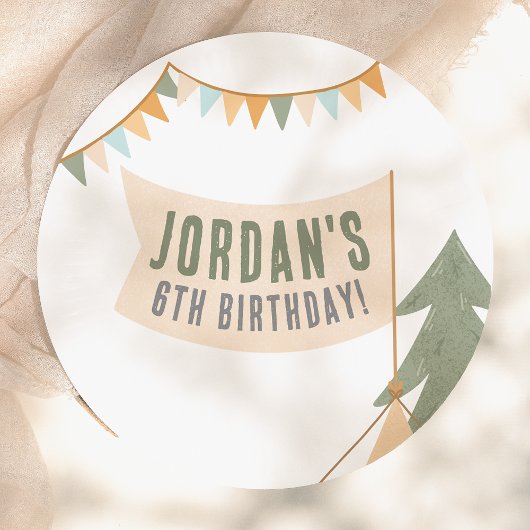 Camping Outdoor Avontuur Jongen Verjaardagsfeestje Papieren Bordje