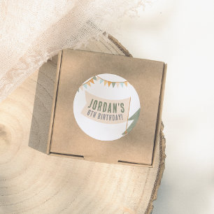 Camping Outdoor Avontuur Jongen Verjaardagsfeestje Ronde Sticker