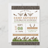 Camping Outdoor Birthday Party Invitations Kaart (Voorkant)