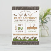 Camping Outdoor Birthday Party Invitations Kaart (Staand voorkant)