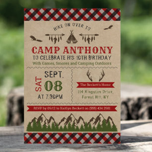 Camping Outdoor Birthday Party Invitations Kaart