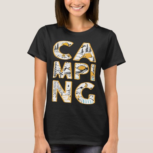 Camping outdoor hiking camper cute graphic t-shirt (Voorkant)
