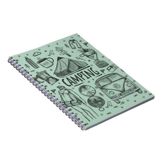 Camping Outdoor Illustratie Notitieboek (Rechterzijde)