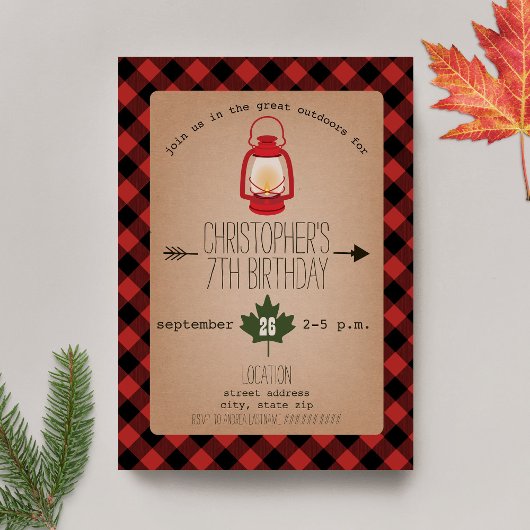 Camping / Outdoorn Wilderness Birthday Party Kaart