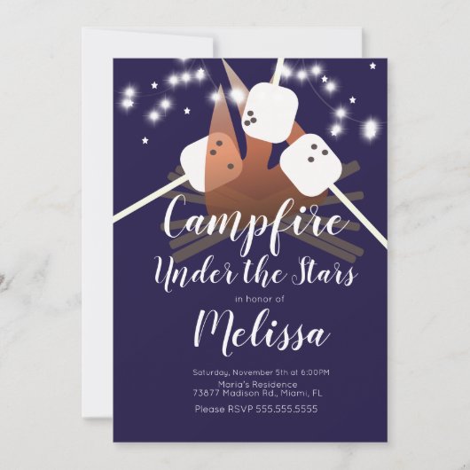 Camping Outdoorparty over kampvuur Marshmallows Kaart (Voorkant)