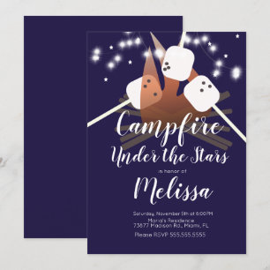 Camping Outdoorparty over kampvuur Marshmallows Kaart