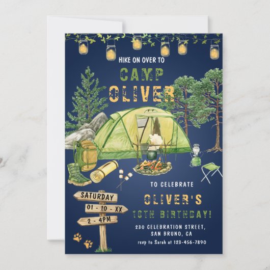 Camping Outdoors Kamperen Verjaardagsfeest Kaart (Voorkant)