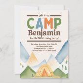 Camping Outdoors Verjaardagsfeest Uitnodiging (Voorkant)