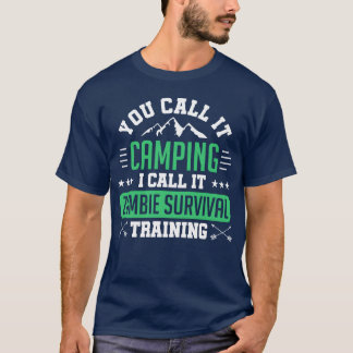 Camping Outr Camper Zombie Survival regenachtige v T-shirt
