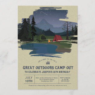 Camping Overnight Weekend Birthday Party Invite Kaart