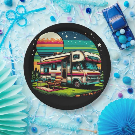 Camping papier borden! papieren bordje (Feest)