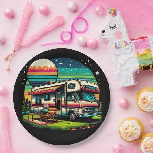 Camping papier borden! papieren bordje (Feest)