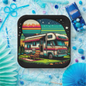 Camping papier borden! papieren bordje (Feest)