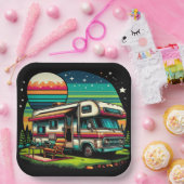 Camping papier borden! papieren bordje (Feest)