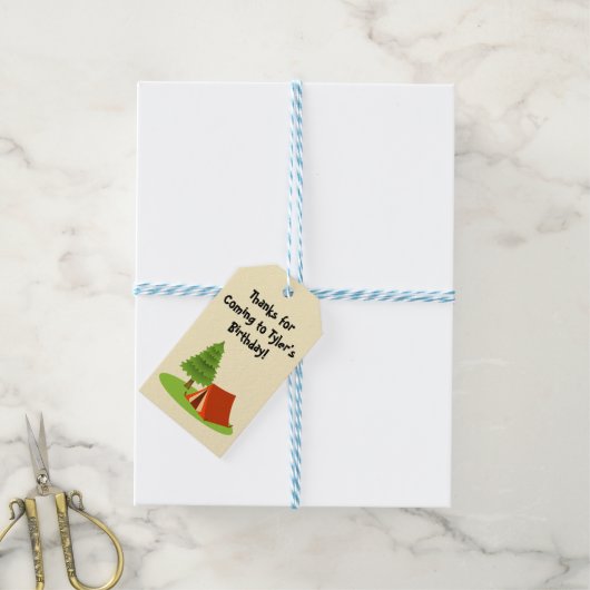 Camping Party Favor Label Cadeaulabel (Met Touw)