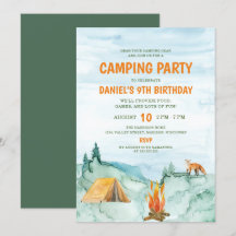 Camping Party Woodland Waterverf Tent Birthday