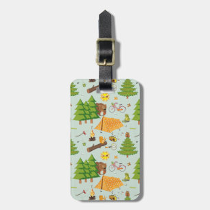 Camping Pattern Bagagelabel
