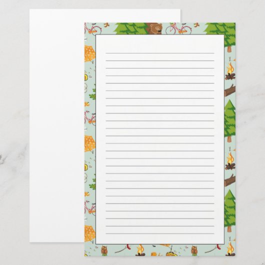 Camping Pattern Briefpapier (Voorkant / Achterkant)