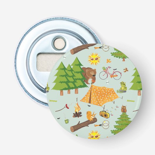 Camping Pattern Button Flesopener (Voorkant)